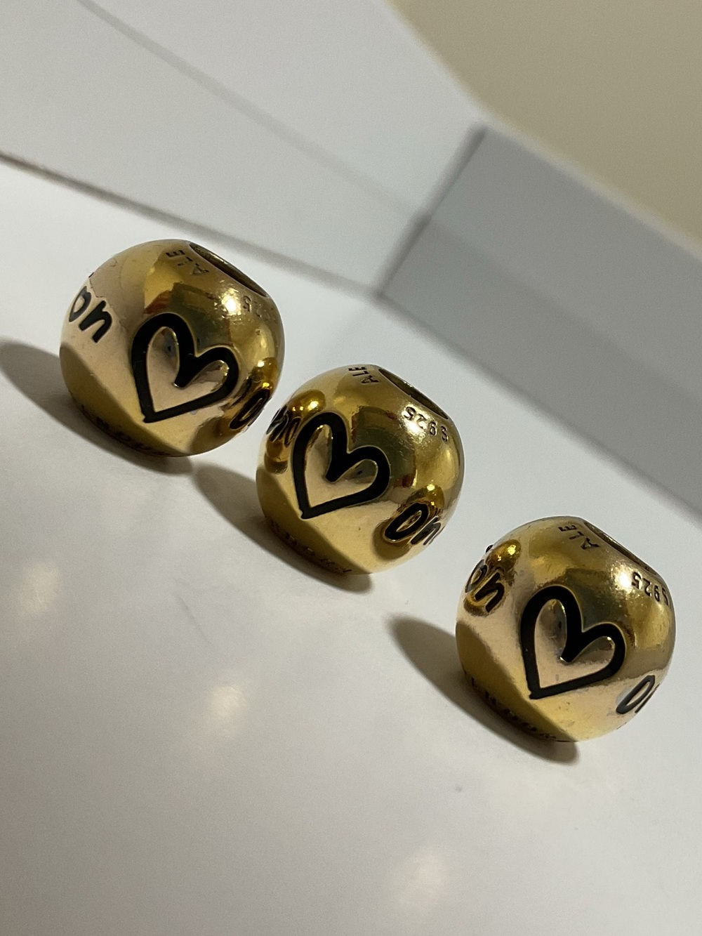 Pandora Shine 14k Gold-Plated “One in a Million” Retired Charm Set of 3 ALE 925 - Picture 3 of 3